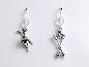 Sterling Silver Ski, pole& ski boot dangle earrings-skiing-snow, downhill,winter