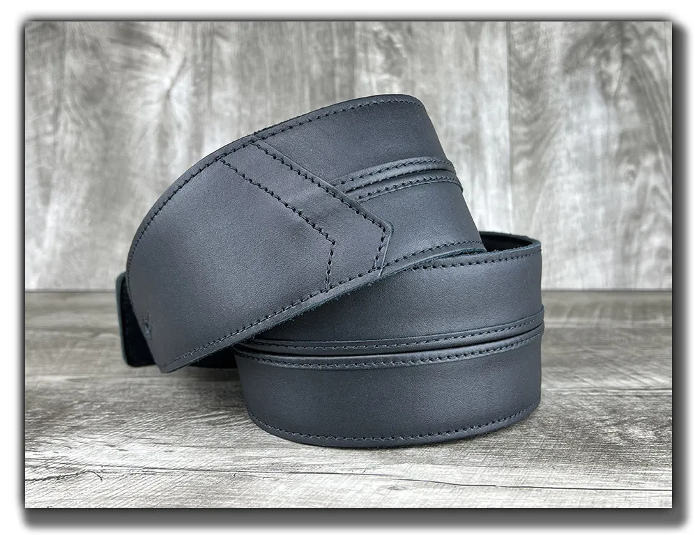 Straight Up - Carbon Black Leather Guitar Strap