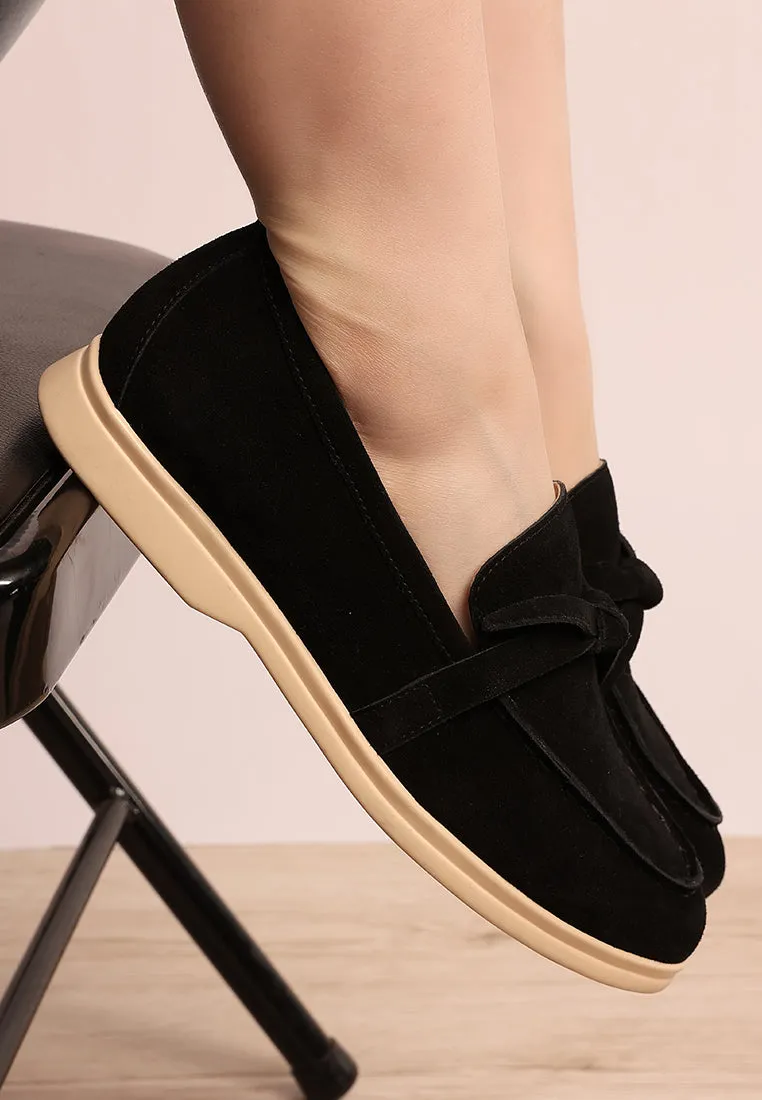 Suede Knot Detailed Loafers By Ruw
