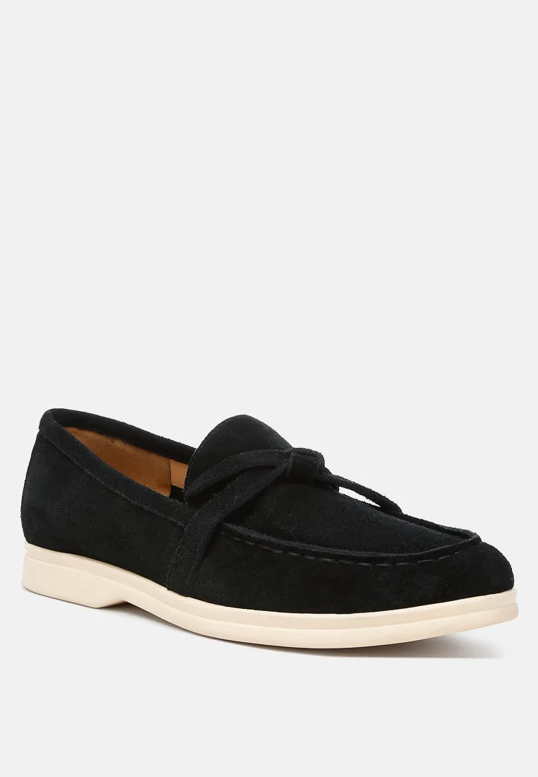 Suede Knot Detailed Loafers By Ruw
