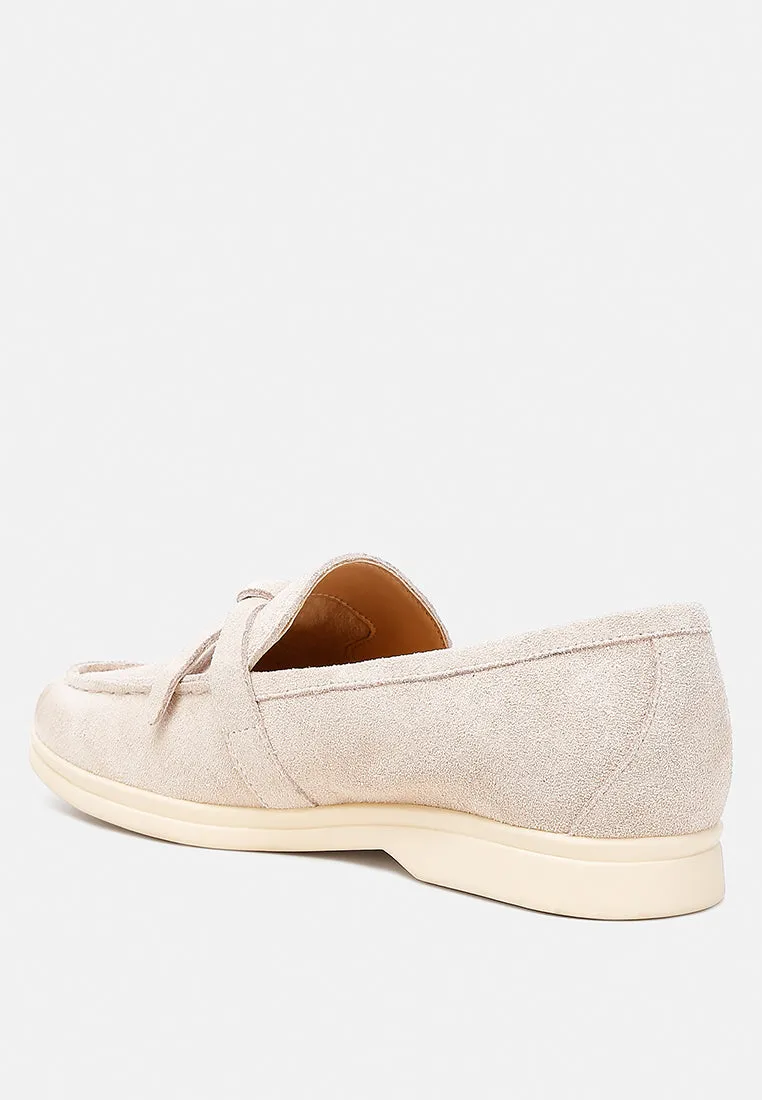 Suede Knot Detailed Loafers By Ruw