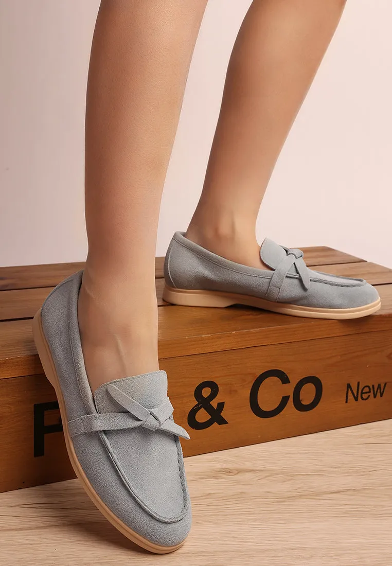 Suede Knot Detailed Loafers By Ruw
