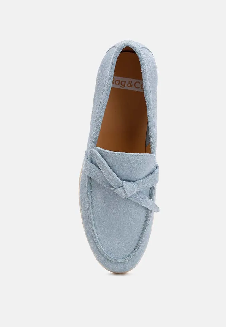 Suede Knot Detailed Loafers By Ruw