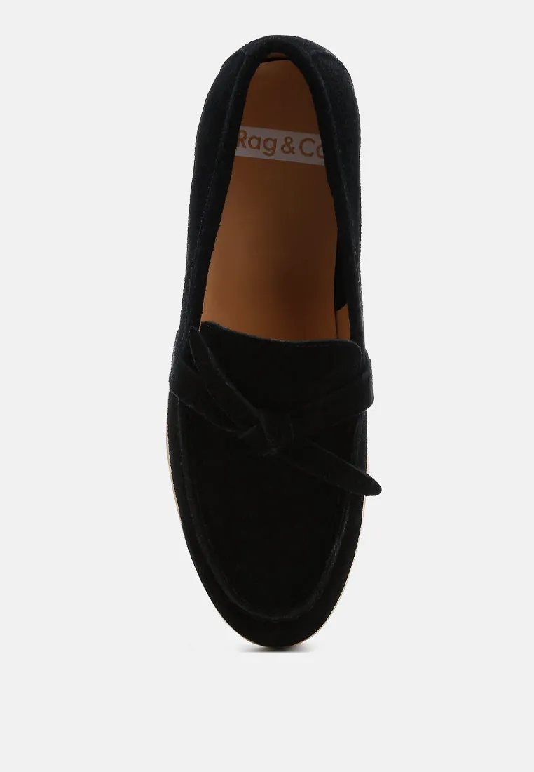 Suede Knot Detailed Loafers By Ruw