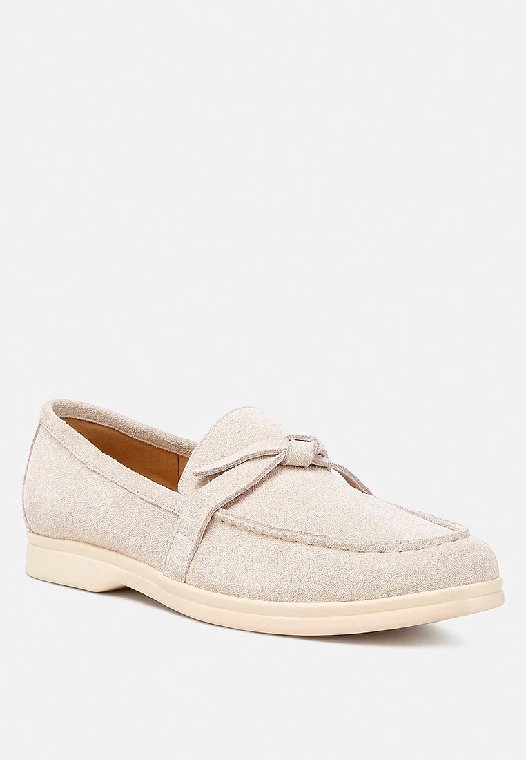 Suede Knot Detailed Loafers By Ruw