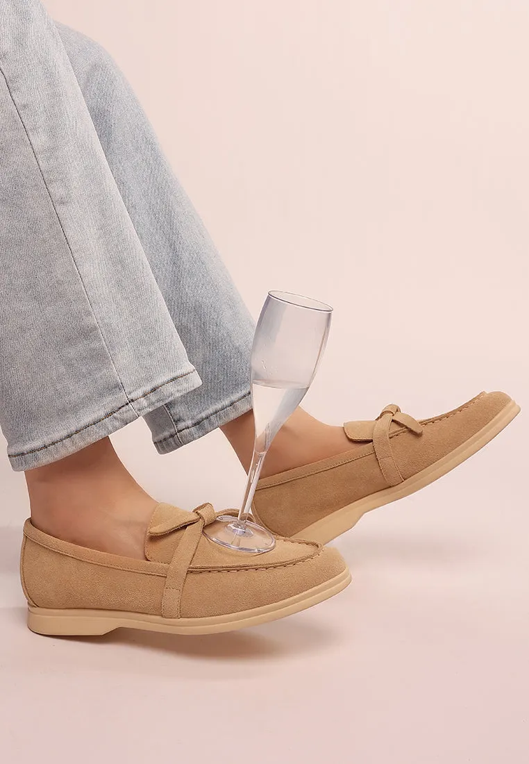 Suede Knot Detailed Loafers By Ruw