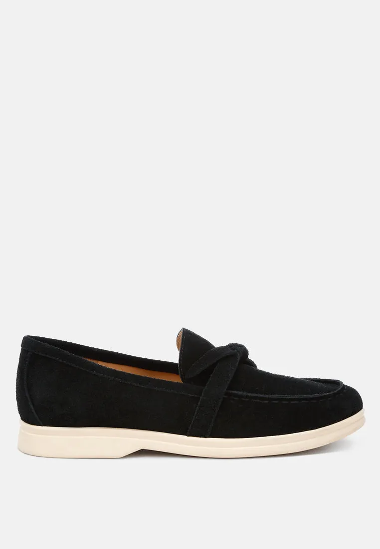 Suede Knot Detailed Loafers By Ruw