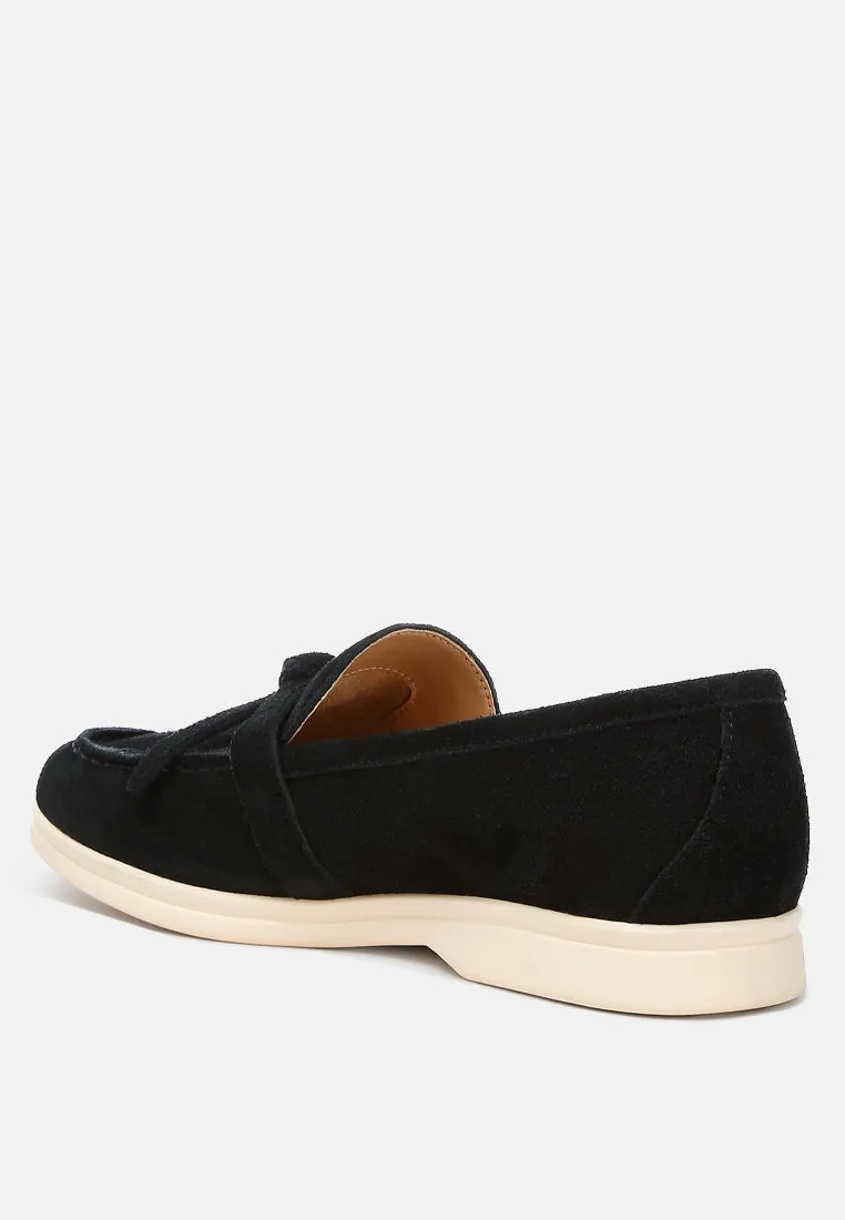 Suede Knot Detailed Loafers By Ruw