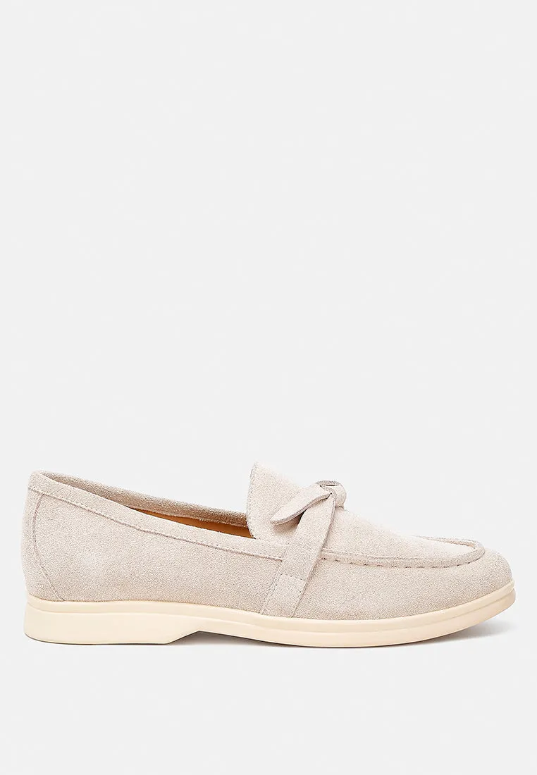 Suede Knot Detailed Loafers By Ruw