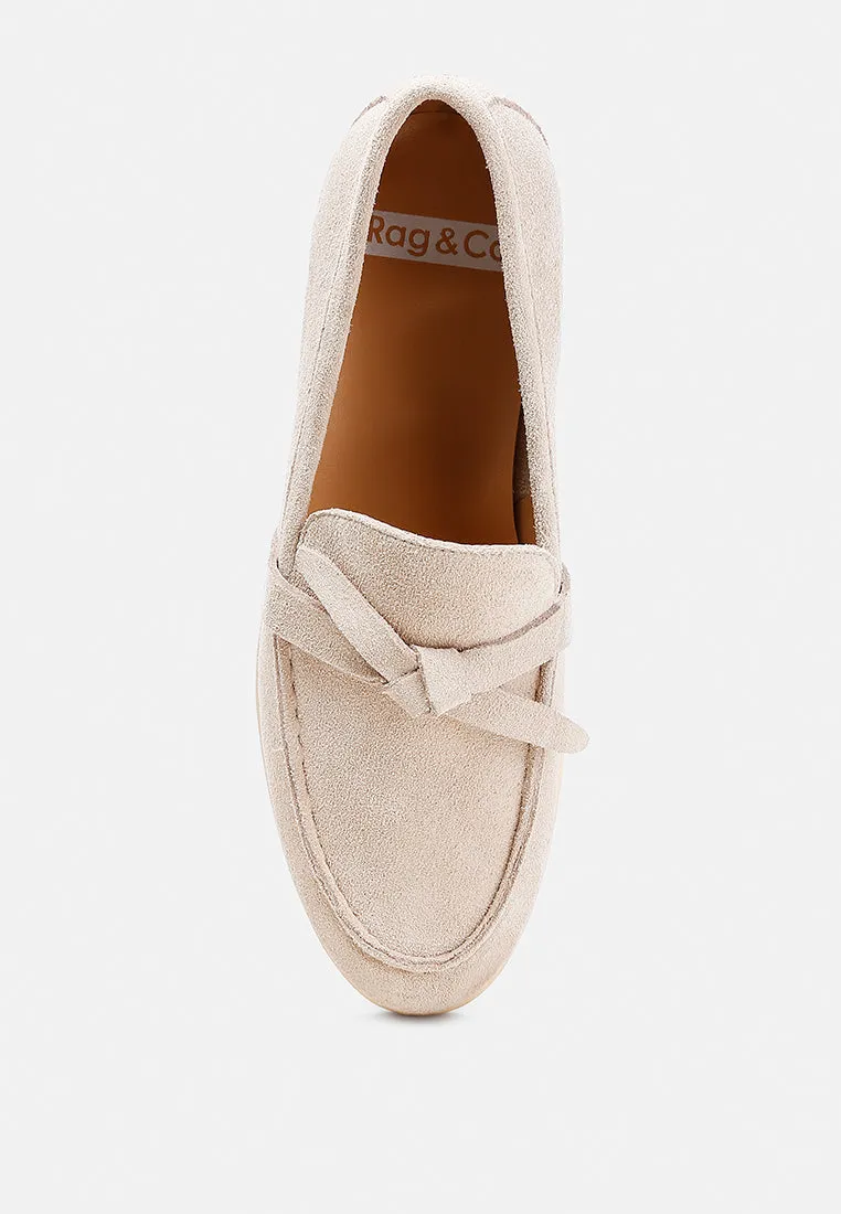 Suede Knot Detailed Loafers By Ruw