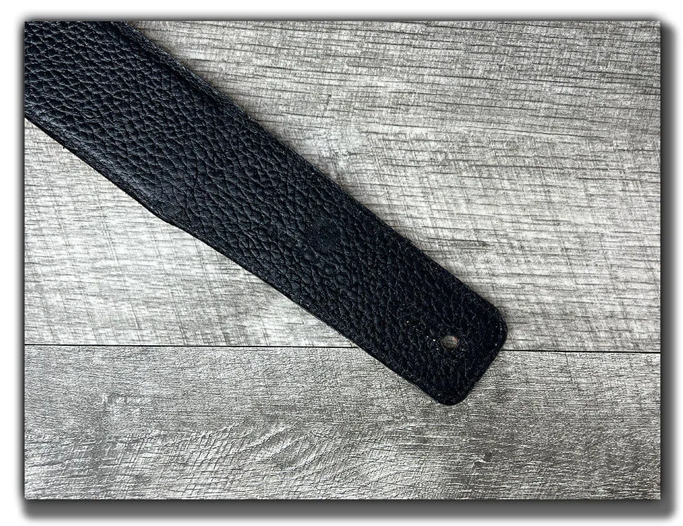 The Reticent - Phantom Black Veg Tan Leather Guitar Strap