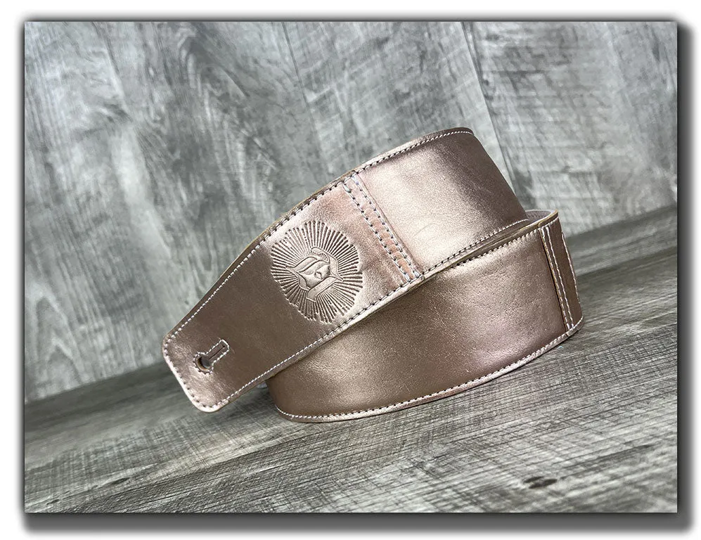 The Reticent - Rose Gold Leather Guitar Strap
