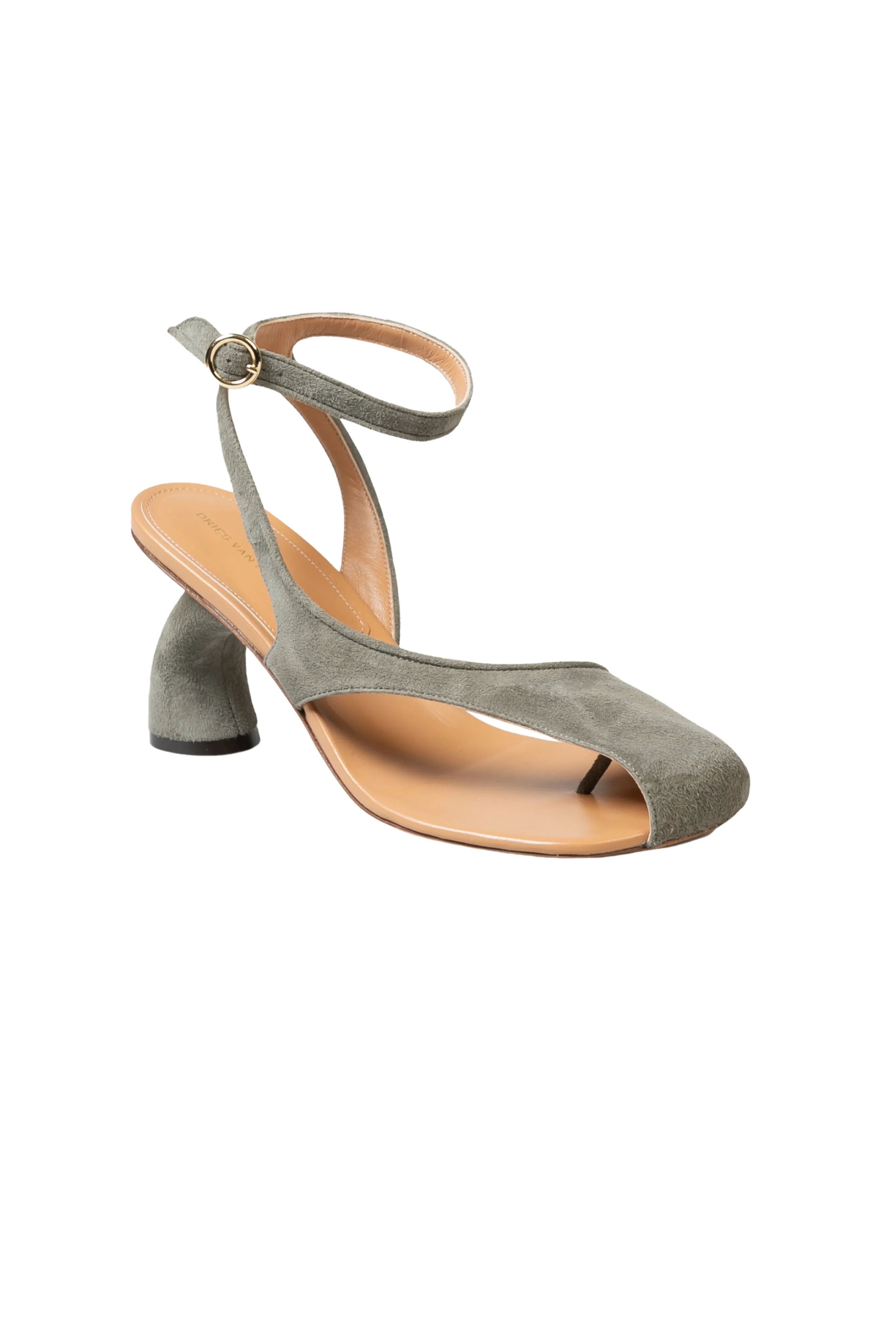 Virgo Asymmetric Light Grey Suede Sandals