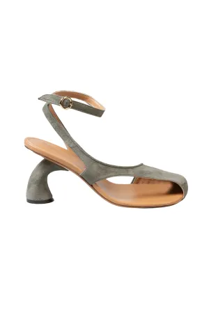 Virgo Asymmetric Light Grey Suede Sandals