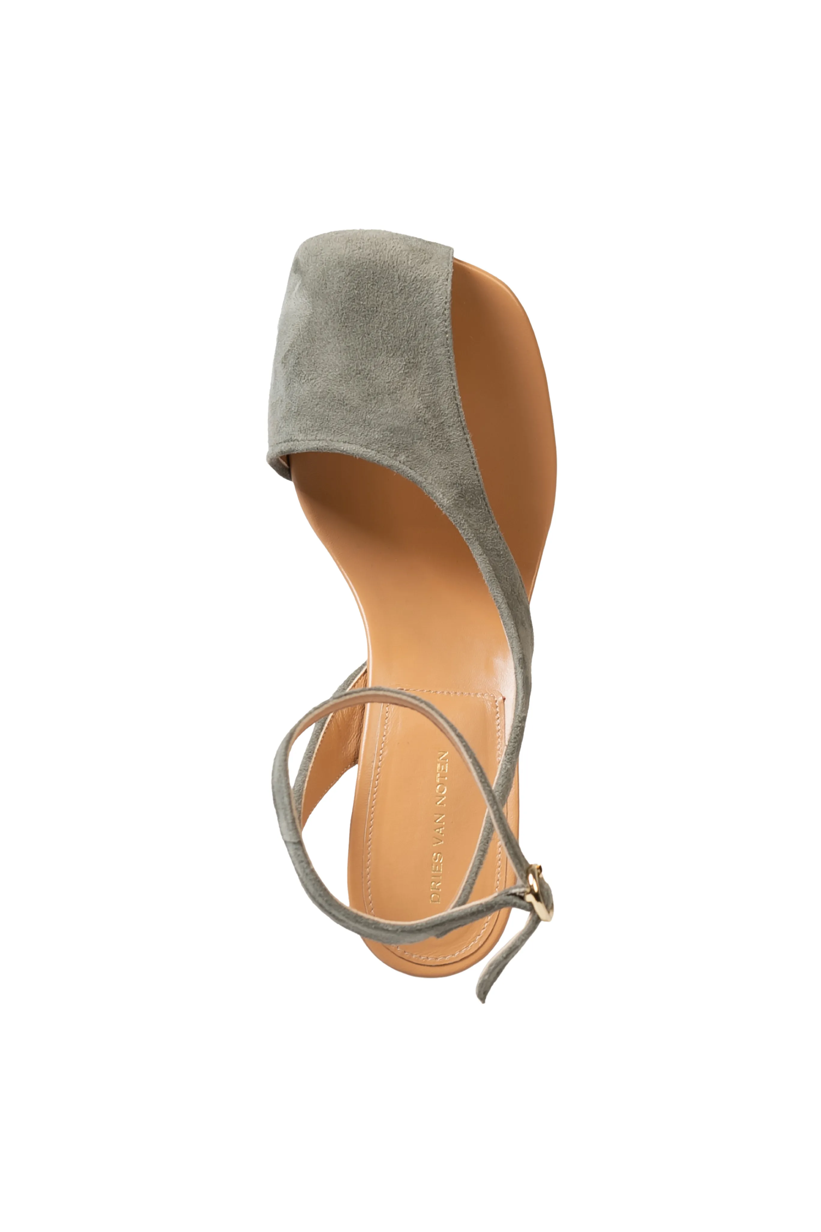 Virgo Asymmetric Light Grey Suede Sandals