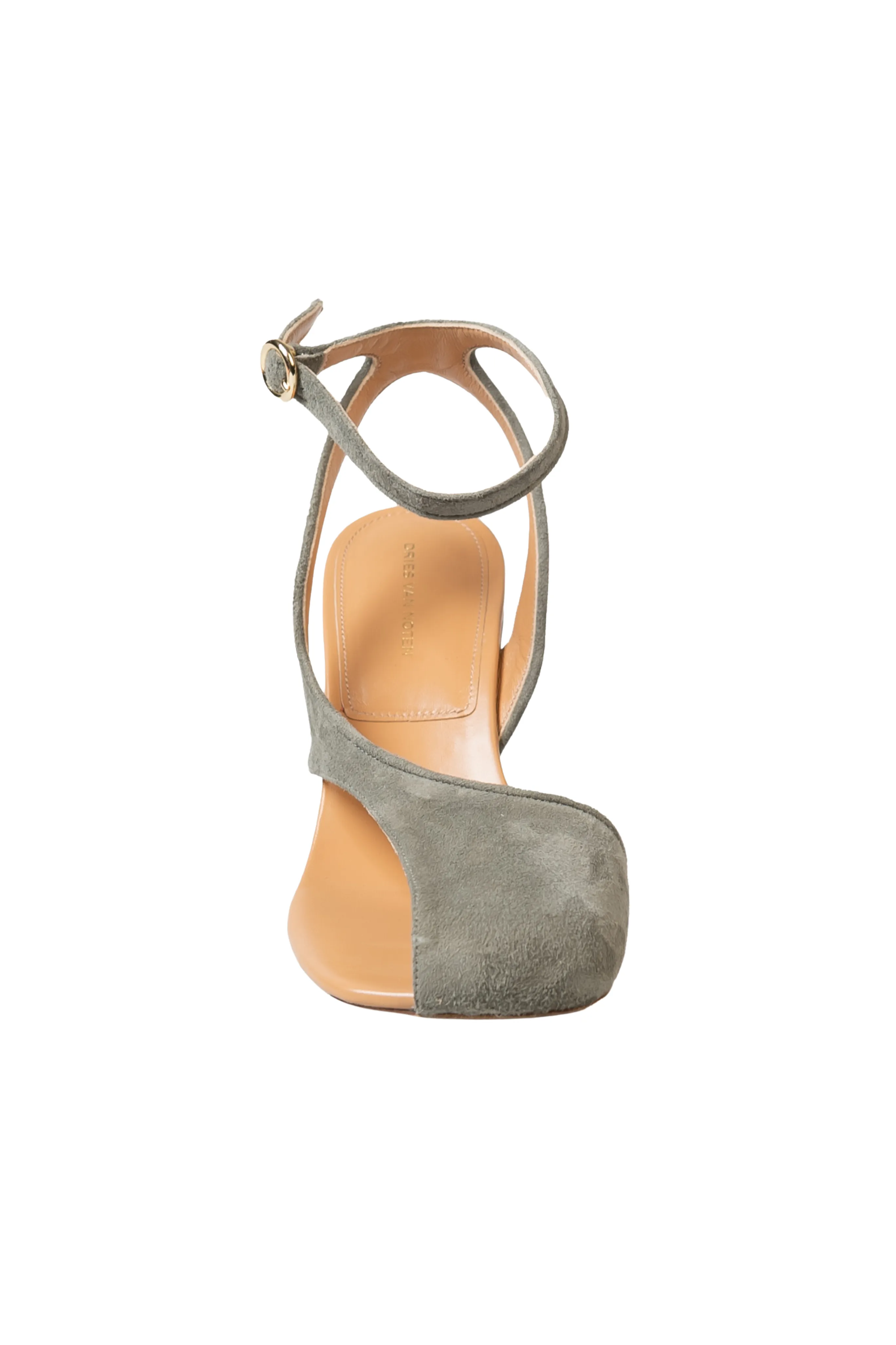 Virgo Asymmetric Light Grey Suede Sandals