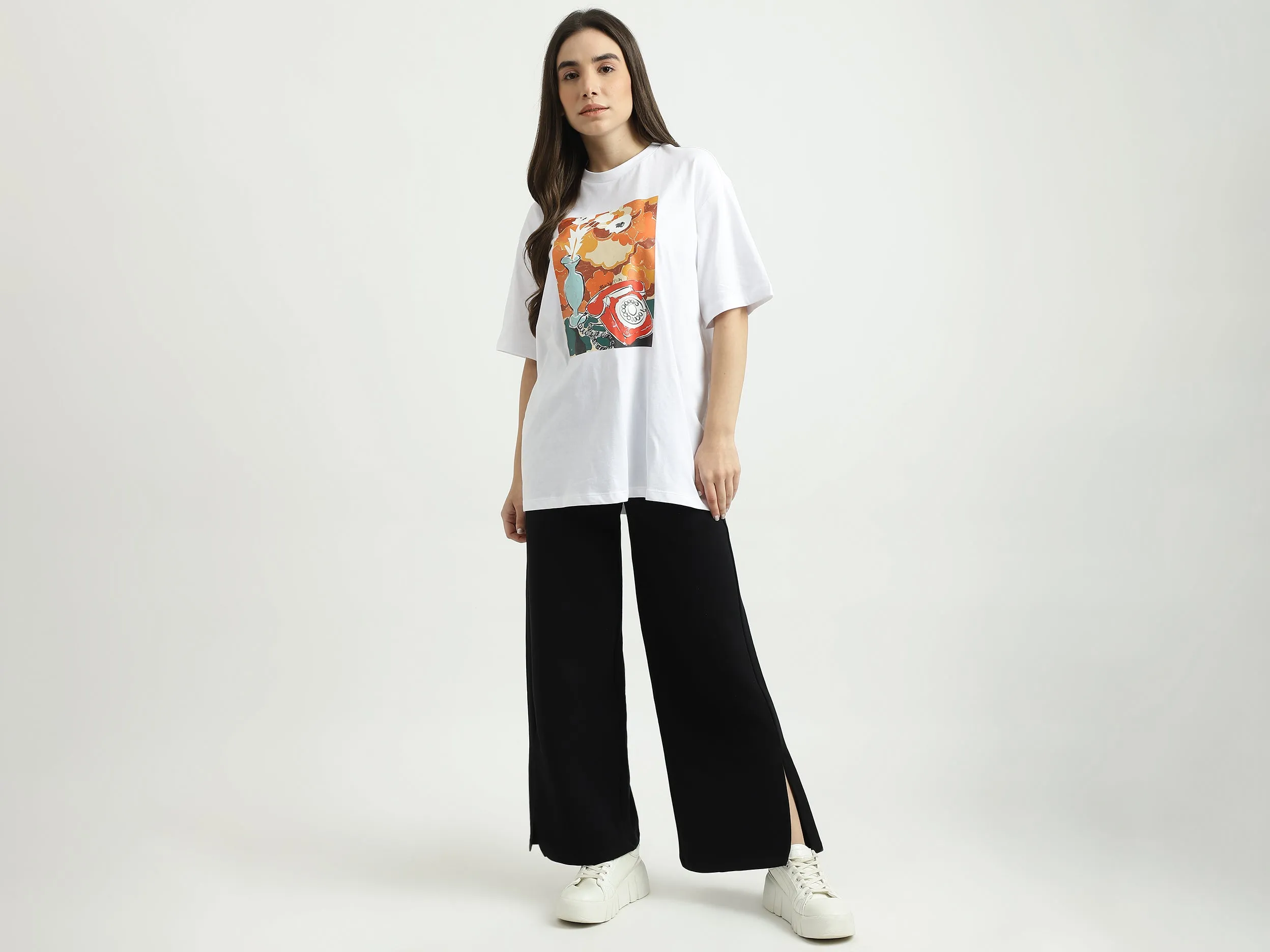 Women Printed Round Neck T-shirt