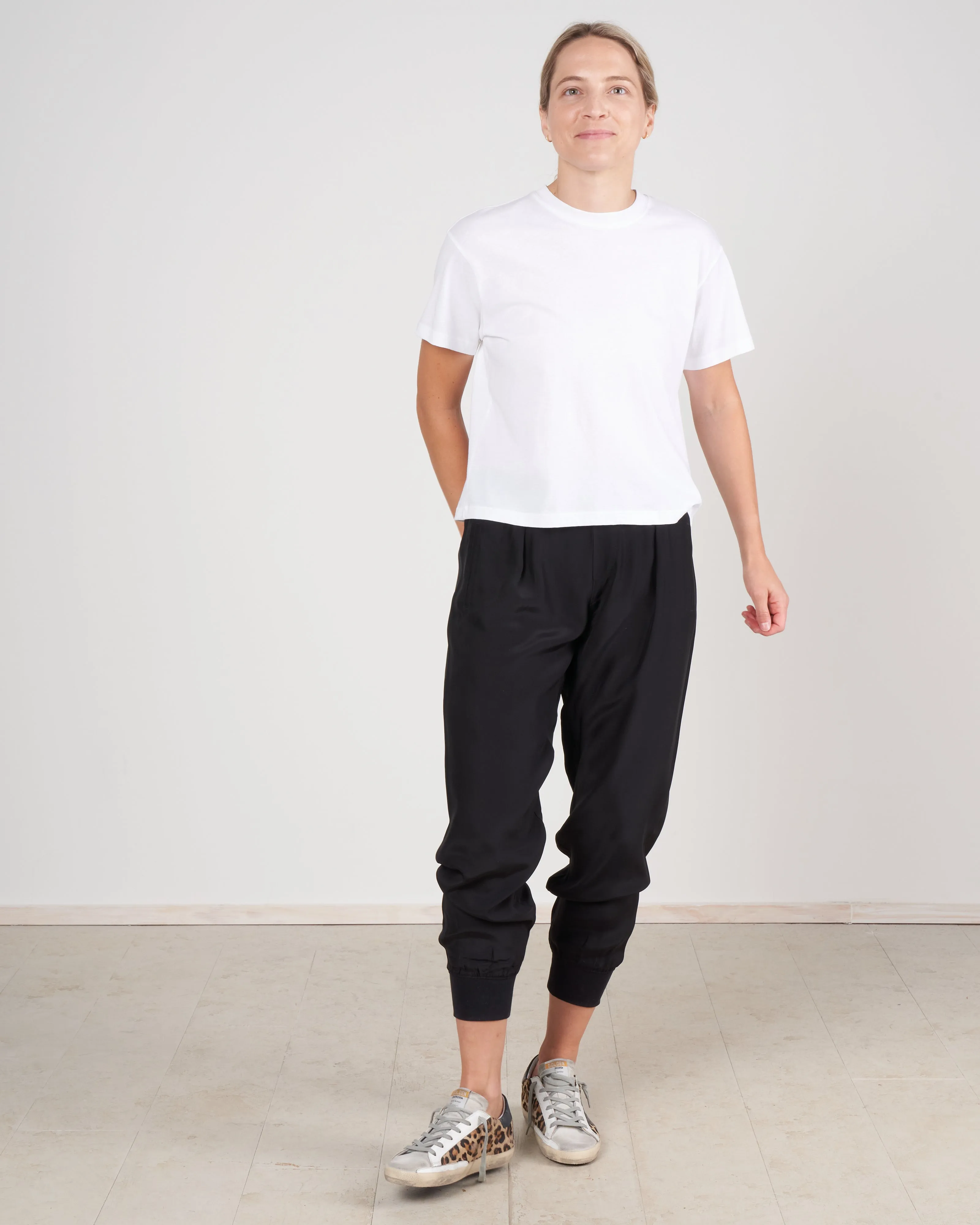 woven pull on pant - black
